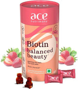 Ace Nutrimony Biotin Balanced Beauty Hair Gummies for Skin and Nails with Clinically Proven Keranat, Biotin - Strawberry - Vamzn#