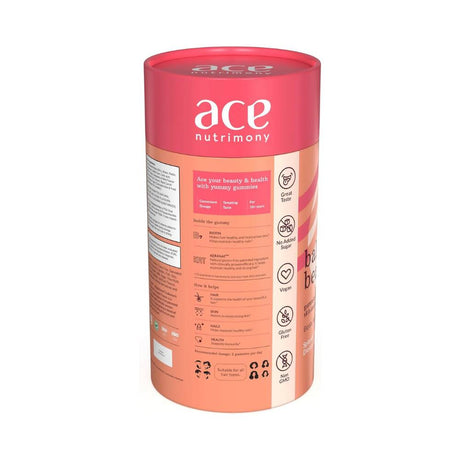 Ace Nutrimony Biotin Balanced Beauty Hair Gummies for Skin and Nails with Clinically Proven Keranat, Biotin - Strawberry - Vamzn#