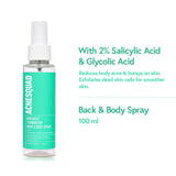 Acne Squad Salicylic Acid & Glycolic Acid Back & Body Spray 100ml | For Back Acne Breakouts & Bumps on Back & Body | 100ml - Vamzn#