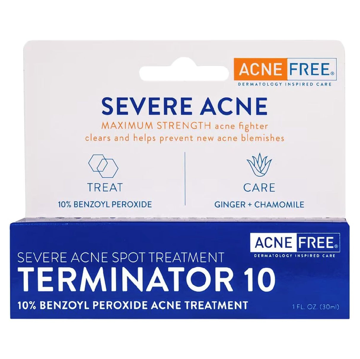 AcneFree Terminator 10 Acne Spot Treatment with Benzoyl Peroxide 10% Maximum Strength Acne Cream Treatment, 1 Ounce - Pack Of 1 - Vamzn#