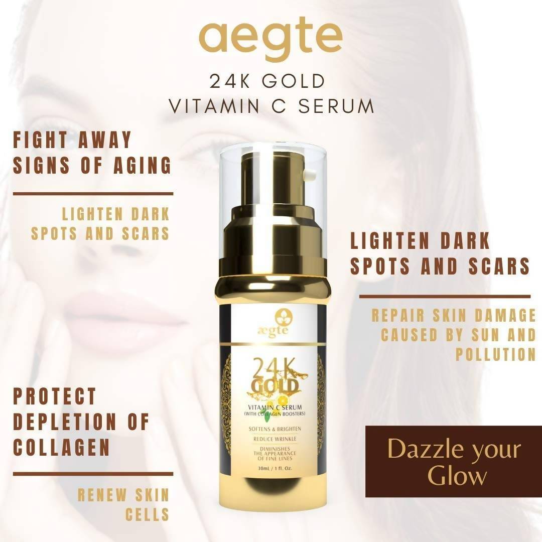 Aegte 24K Gold Vitamin C Serum (With Collagen Booster) - Vamzn#