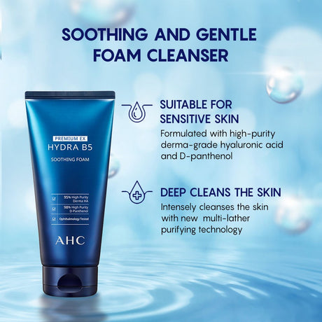 AHC Premium EX Hydra B5 Soothing Foam Face Cleanser - Korean skincare - Vamzn#