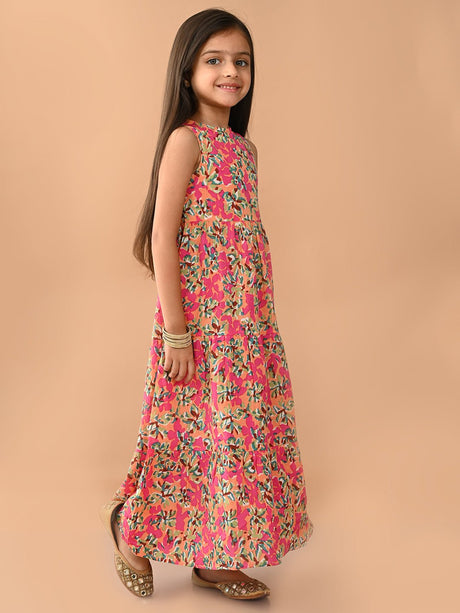 All Over Printed Sleeveless Ankle Length Dropwaist Maxi Dress - Vamzn#