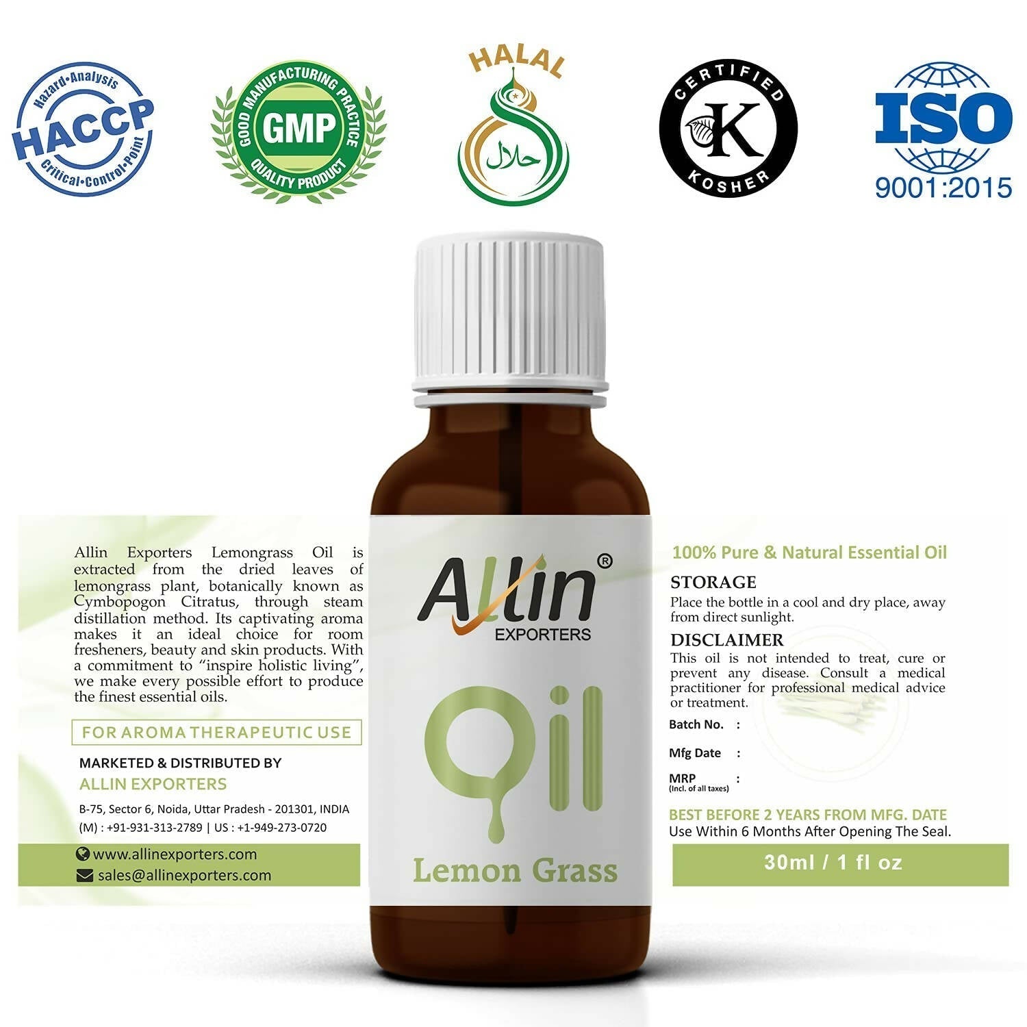 Allin Exporters Lemon Grass Essential Oil - Vamzn#
