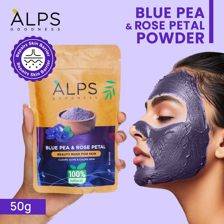 Alps Goodness 100% Natural Blue Pea & Rose Petal Beauty Mask For Skin - Vamzn#