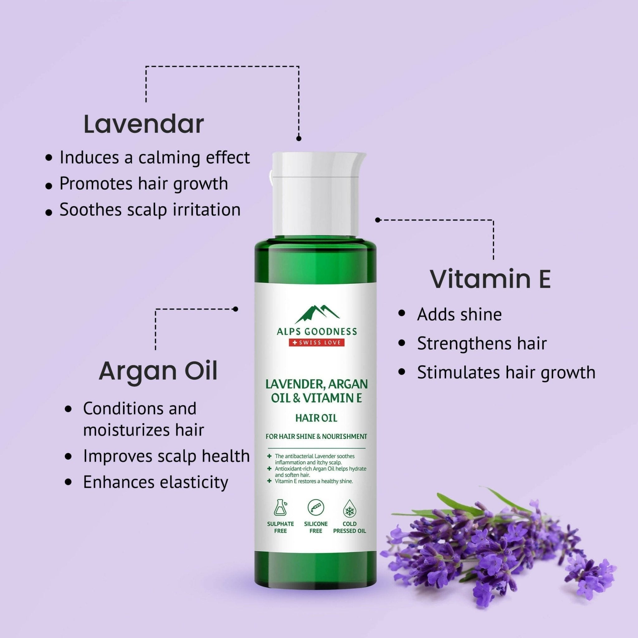 Alps Goodness Lavender, Argan Oil & Vitamin E Hair Oil - Vamzn#