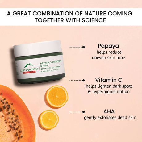 Alps Goodness Papaya, Vitamin C & AHA Glow Clay Face Mask - Vamzn#