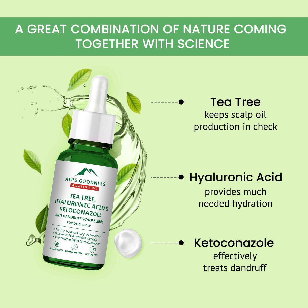 Alps Goodness Tea Tree, Hyaluronic Acid & Ketoconazole Anti Dandruff Scalp Serum - Vamzn#