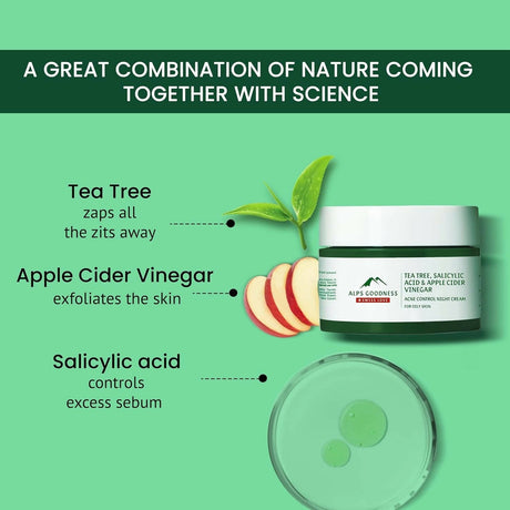 Alps Goodness Tea Tree, Salicylic Acid & Apple Cider Vinegar Acne Control Night Cream - Vamzn#