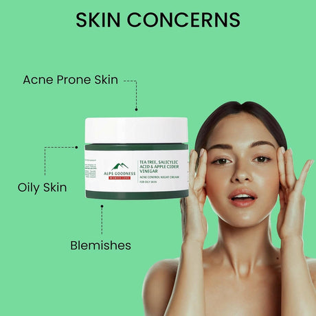 Alps Goodness Tea Tree, Salicylic Acid & Apple Cider Vinegar Acne Control Night Cream - Vamzn#