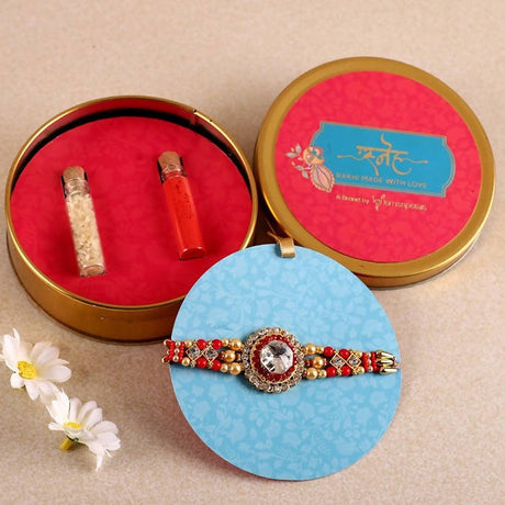 American Diamond Bling Rakhi And Kaju Katli Box - Vamzn#