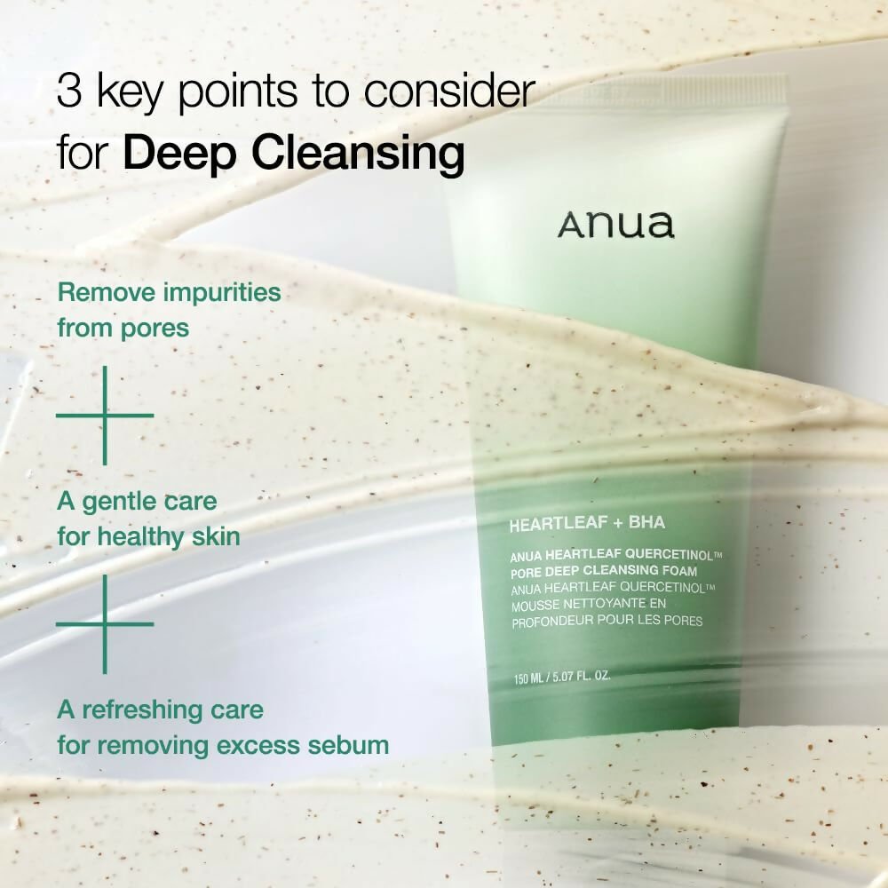 Anua Heartlef Quercetinol Pore Deep Cleansing Foam - Korean Skincare - Vamzn#