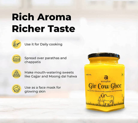 Anveshan Gir Cow Ghee | Vedic Bilona Method Ghee | Organic Ghee From Desi Cow Milk - Vamzn#