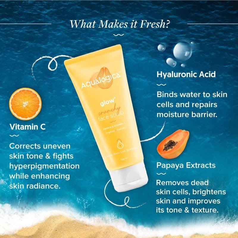 Aqualogica Glow+ Crunchy Face Scrub With papaya extracts and coconut scrub - Vamzn#