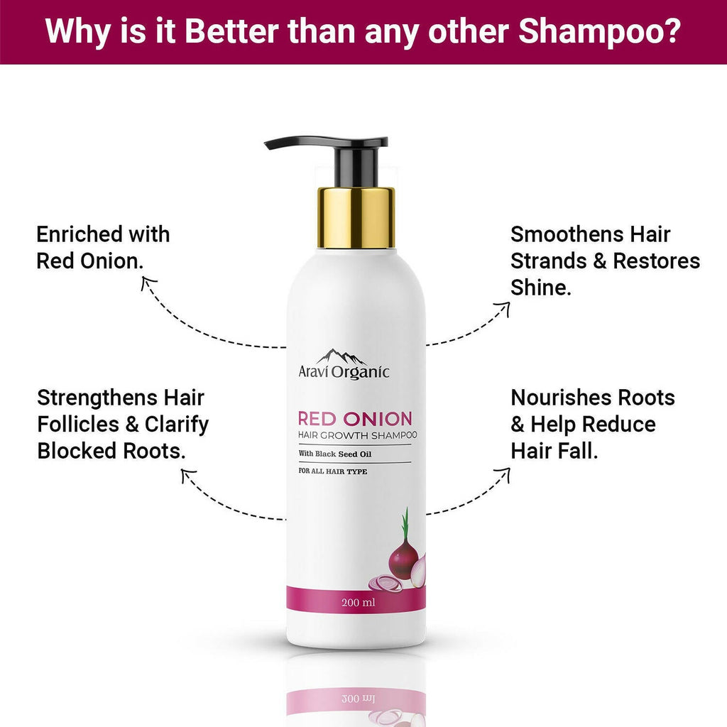 Aravi Organic Onion Hair Shampoo for Hair Growth and Hair Fall Control - Vamzn#