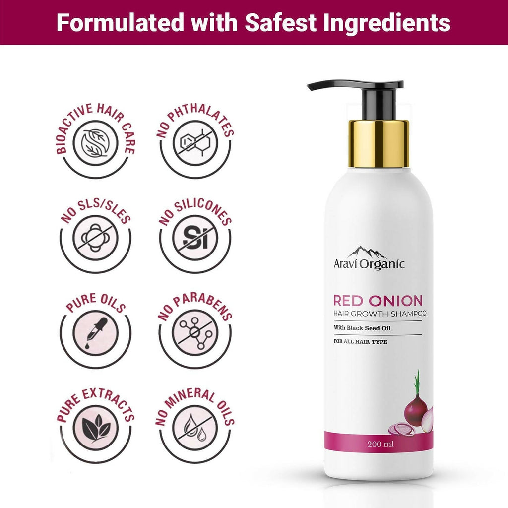 Aravi Organic Onion Hair Shampoo for Hair Growth and Hair Fall Control - Vamzn#