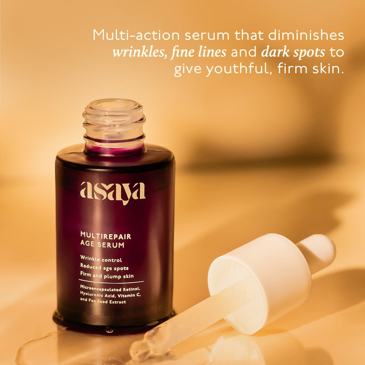 Asaya 0.2% Retinol Peptide Night Serum, Beginner Friendly Anti Aging Face Serum With Vit C - Vamzn#