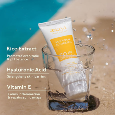 Asaya Aqua Dew Sunscreen SPF 50 PA+++ With Rice Extract For All Skin Types - Vamzn#
