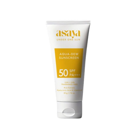 Asaya Aqua Dew Sunscreen SPF 50 PA+++ With Rice Extract For All Skin Types - Vamzn#