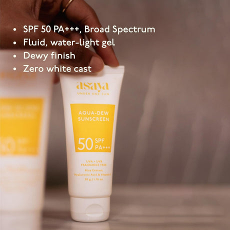 Asaya Aqua Dew Sunscreen SPF 50 PA+++ With Rice Extract For All Skin Types - Vamzn#