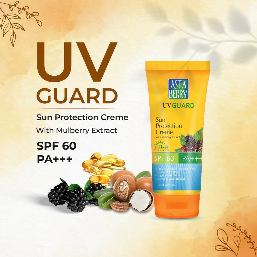 Astaberry UV Guard Sun Protection Crème SPF 60 - Mulberry Extract - Vamzn#