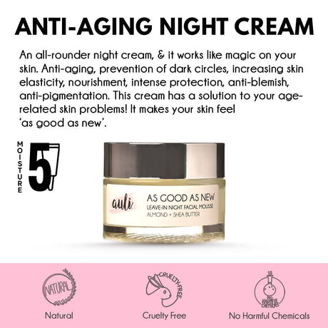 Auli As Good As New Anti Ageing Anti Wrinkle Skin Glowing Nourishing Night Cream - Vamzn#