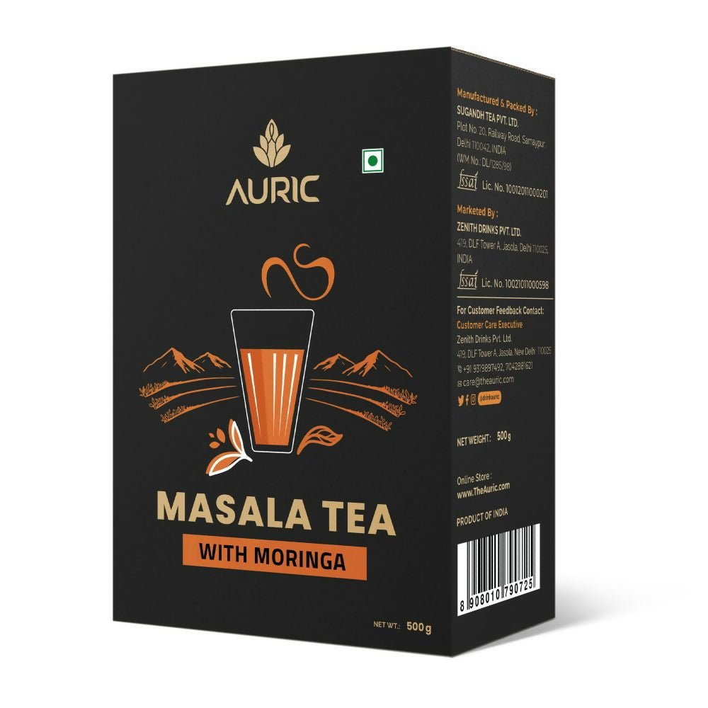 Auric Kadak Moringa Masala Tea - Black Tea from Assam & Darjeeling with Real Spices (Cardamom, Ginger, Black Pepper) - Vamzn#