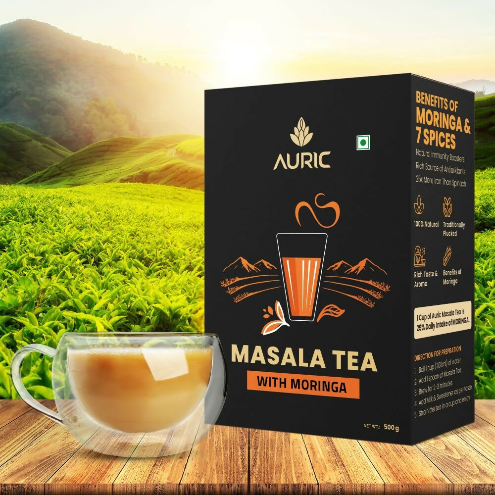 Auric Kadak Moringa Masala Tea - Black Tea from Assam & Darjeeling with Real Spices (Cardamom, Ginger, Black Pepper) - Vamzn#