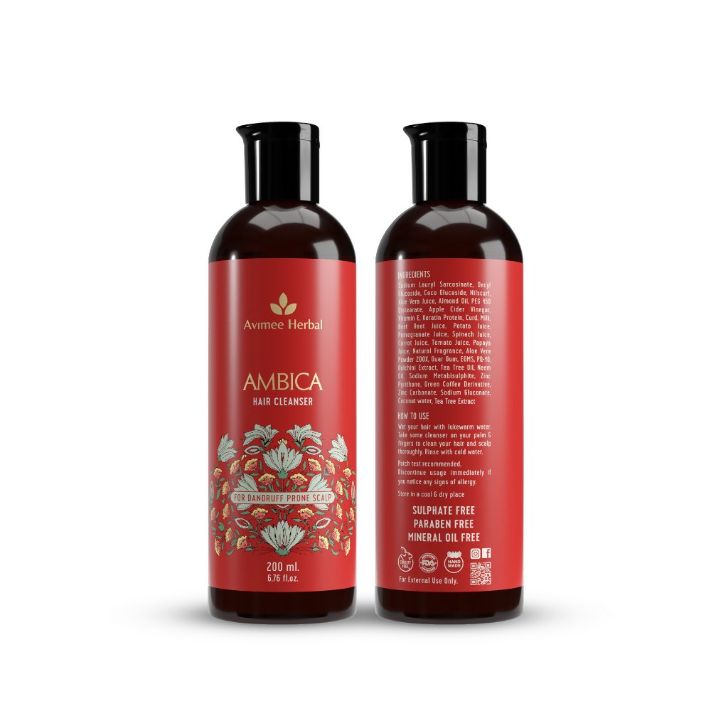 Avimee Herbal Ambica Hair Cleanser Fights Dandruff & Moisturizes Scalp Naturally, With Aloe Vera, Apple Cider Vinegar, Tea Tree, Neem Oil - Vamzn#