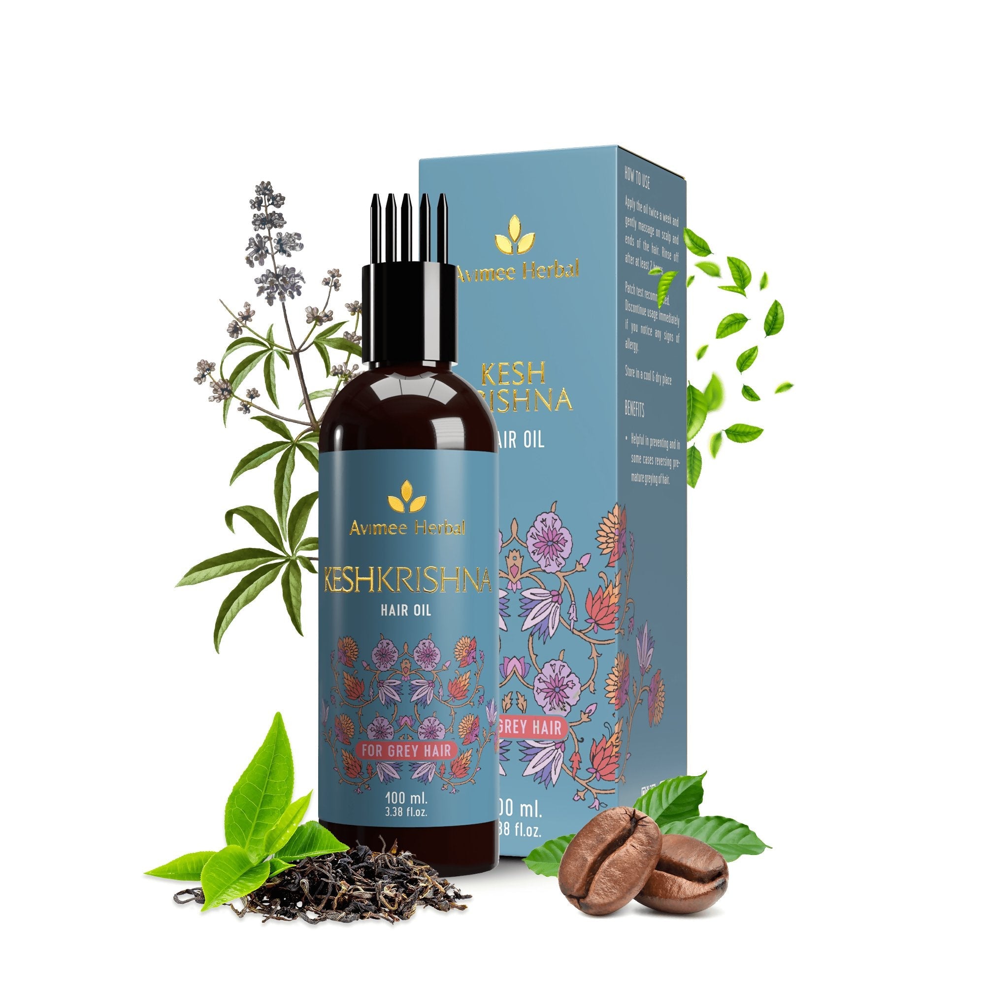 Avimee Herbal Anti Grey Hair Combo - Keshkrishna Hair Oil And Scalptone Grey Hair Serum, Restores Natural Color - Vamzn#