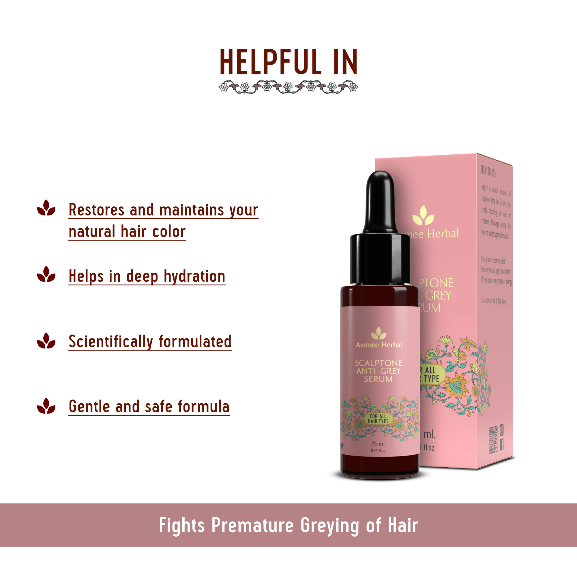 Avimee Herbal Anti Grey Hair Combo - Keshkrishna Hair Oil And Scalptone Grey Hair Serum, Restores Natural Color - Vamzn#
