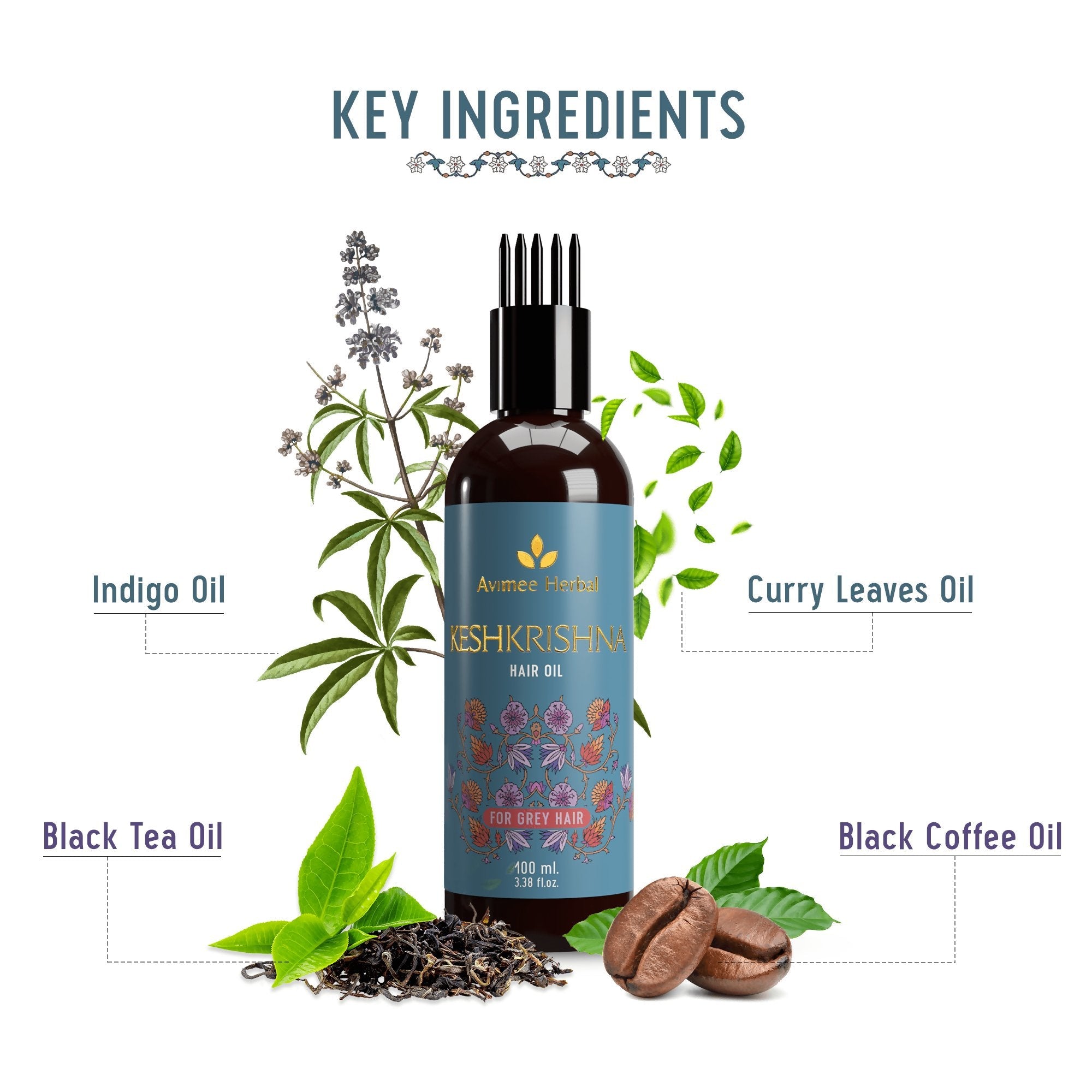 Avimee Herbal Anti Grey Hair Combo - Keshkrishna Hair Oil And Scalptone Grey Hair Serum, Restores Natural Color - Vamzn#