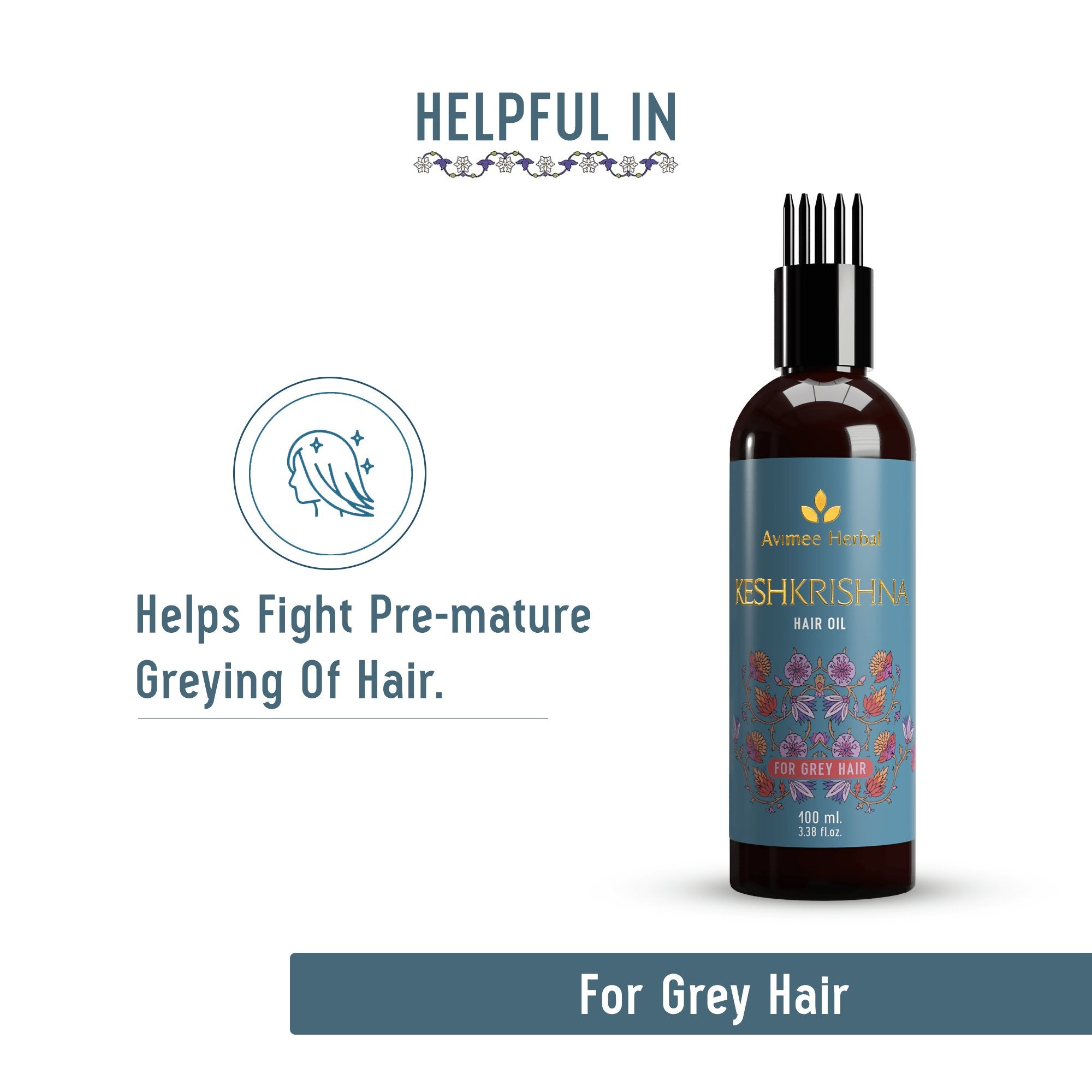 Avimee Herbal Anti Grey Hair Combo - Keshkrishna Hair Oil And Scalptone Grey Hair Serum, Restores Natural Color - Vamzn#