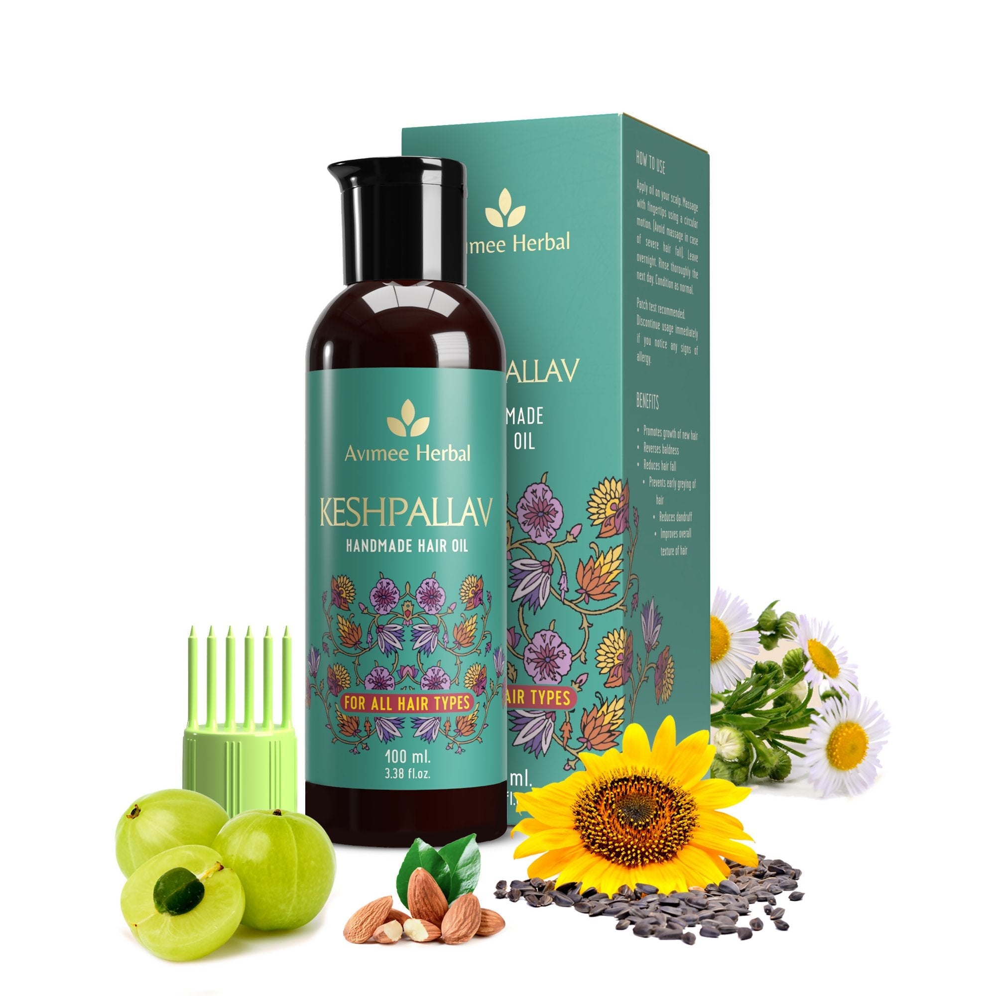 Avimee Herbal Hair Growth Kit: Keshpallav Hair Oil, Shakuntala Hair Cleanser And Scalptone Hair Growth Serum - Vamzn#