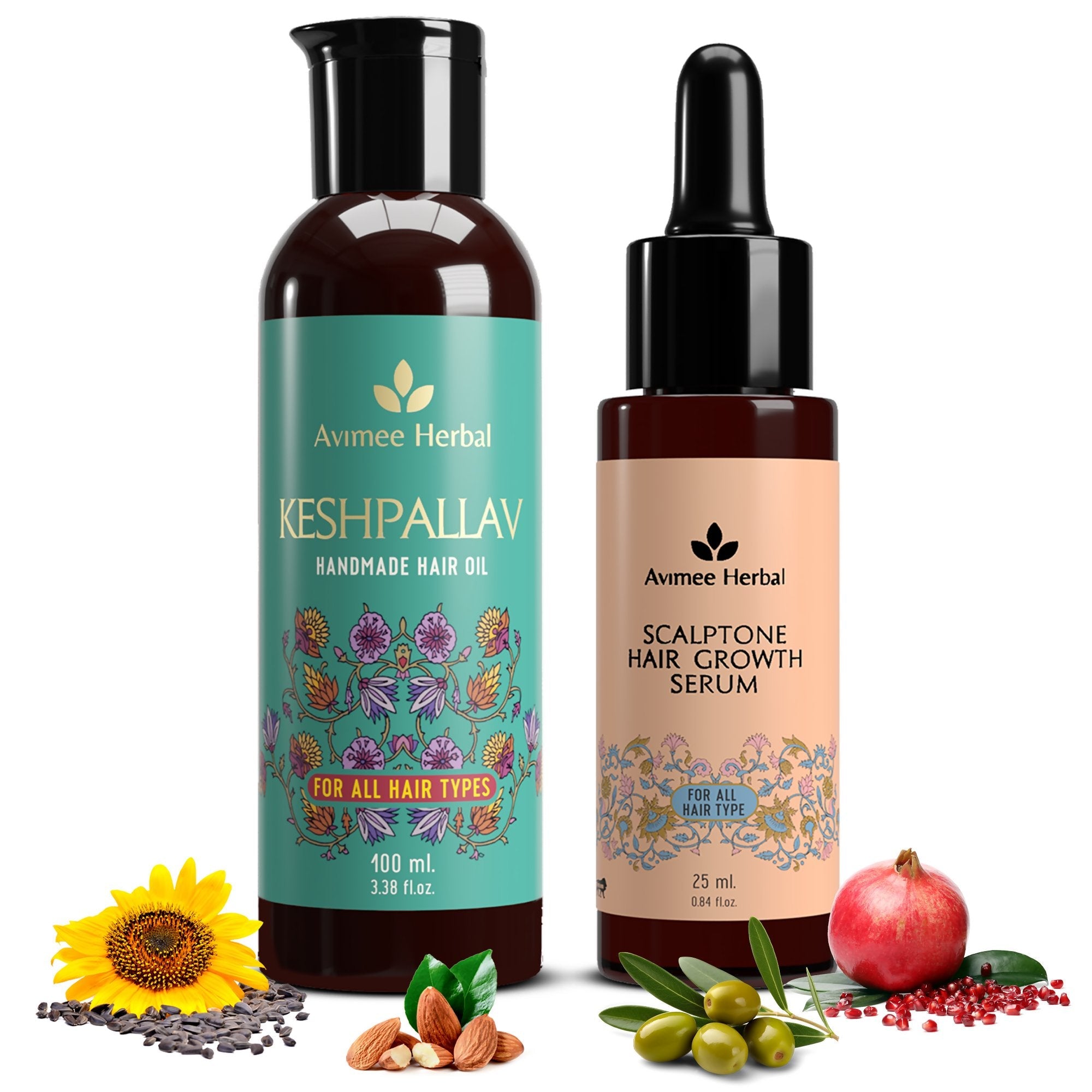 Avimee Herbal Keshpallav Hair Oil And Scalptone Hair Growth Serum Combo - Vamzn#