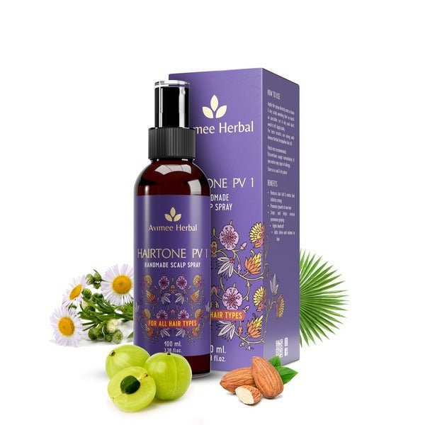 Avimee Herbal Keshpallav Hair Oil & Hairtone PV 1 Handmade Scalp Spray Combo With Rosemary, Amla, Methi & Bhringraj - Vamzn#