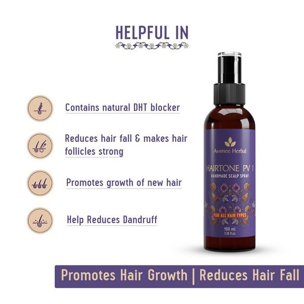 Avimee Herbal Keshpallav Hair Oil & Hairtone PV 1 Handmade Scalp Spray Combo With Rosemary, Amla, Methi & Bhringraj - Vamzn#