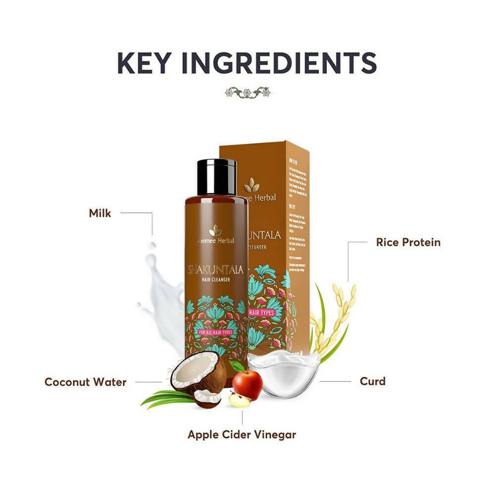 Avimee Herbal Shakuntala Hair Cleanser/Shampoo For Silky & Shiny Hair With Aloe Vera, Apple Cider Vinegar, Rice Protein & Keratin Protein - Vamzn#