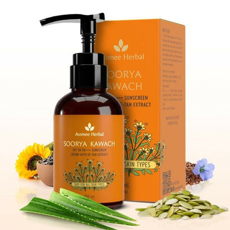 Avimee Herbal Soorya Kawach SPF 50 PA++++ De - Tan Sunscreen Lotion - Vamzn#