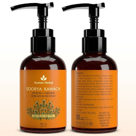 Avimee Herbal Soorya Kawach SPF 50 PA++++ De - Tan Sunscreen Lotion - Vamzn#