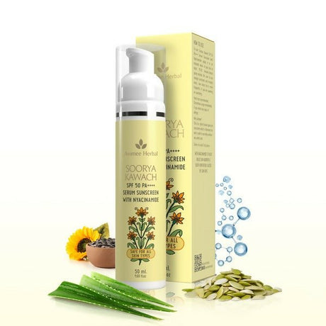 Avimee Herbal Soorya Kawach SPF 50 PA++++ Niacinamide Serum Sunscreen - Vamzn#