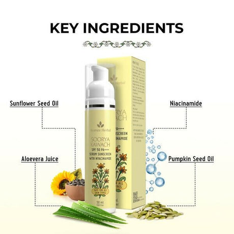 Avimee Herbal Soorya Kawach SPF 50 PA++++ Niacinamide Serum Sunscreen - Vamzn#