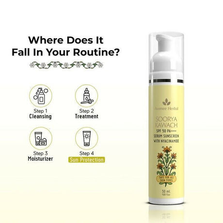 Avimee Herbal Soorya Kawach SPF 50 PA++++ Niacinamide Serum Sunscreen - Vamzn#
