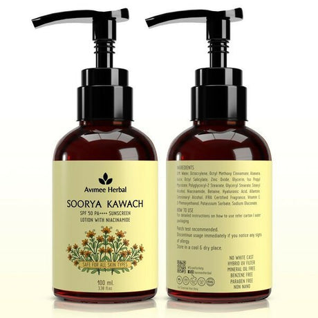 Avimee Herbal Soorya Kawach SPF 50 PA++++ Niacinamide Sunscreen Lotion - Vamzn#