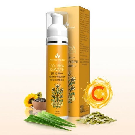 Avimee Herbal Soorya Kawach SPF 50 PA++++ Vitamin C Serum Sunscreen - Vamzn#