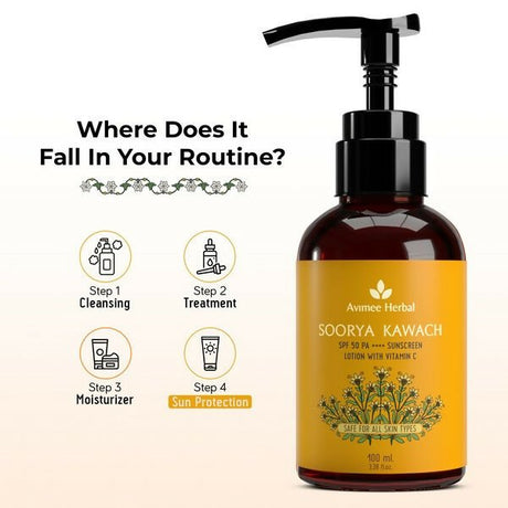 Avimee Herbal Soorya Kawach SPF 50 PA++++ Vitamin C Sunscreen Lotion - Vamzn#