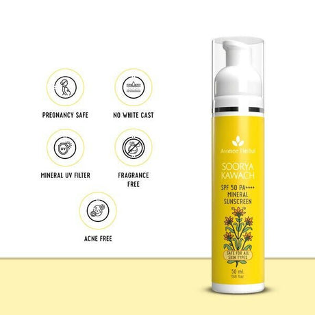 Avimee Herbal Soorya Kawach (Suncreen) SPF50 PA++++ For All Skin Types - Vamzn#