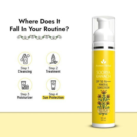 Avimee Herbal Soorya Kawach (Suncreen) SPF50 PA++++ For All Skin Types - Vamzn#