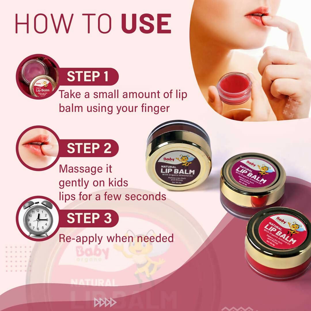 Babyorgano Natural Lip Balm - Strawberry Flavor - Vamzn#