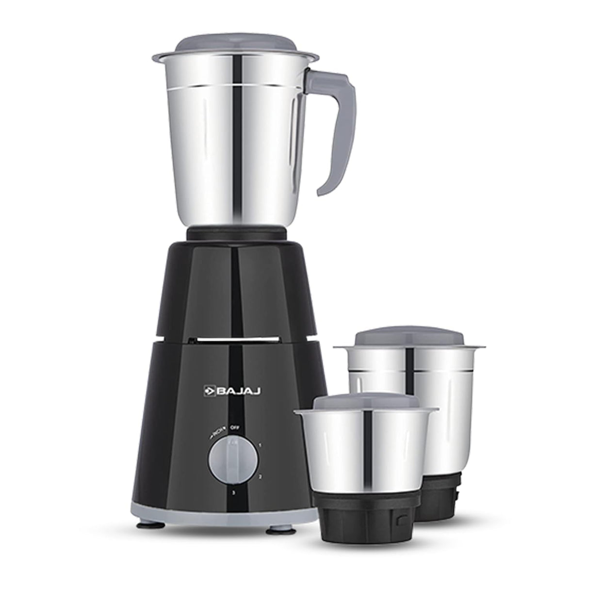 Bajaj GX - 1 Mixer Grinder 500 W|Superior Mixie For Kitchen|2 - in - 1 for Dry Grinding| Blade Function With Titan Motor|3 Stainless Steel Mixer Jars|1 Year Product Warranty By Bajaj|Black - Vamzn#